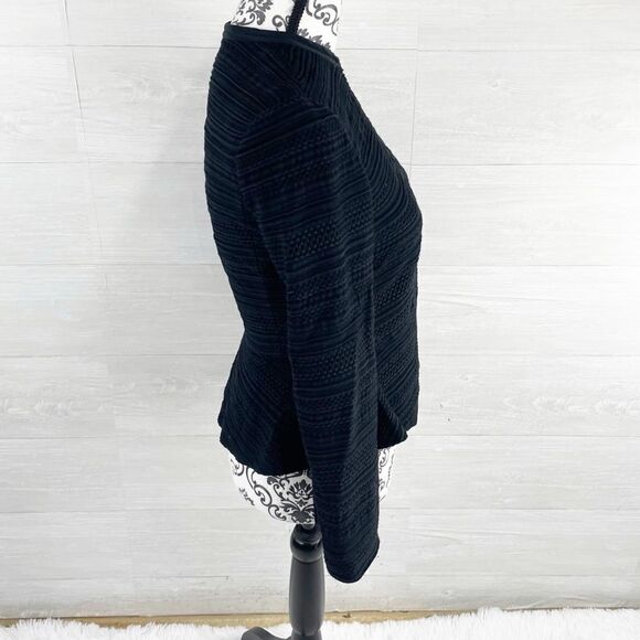 Rebecca Taylor Texture Knit Zip Front Fitted Silk Blend Jacket - Picture 6 of 10